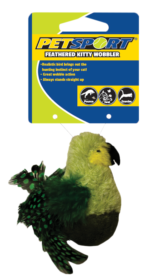 Petsport Feathered Kitty Wobbler Grün – Spielzeug Mit Aufrichtungsfunktion