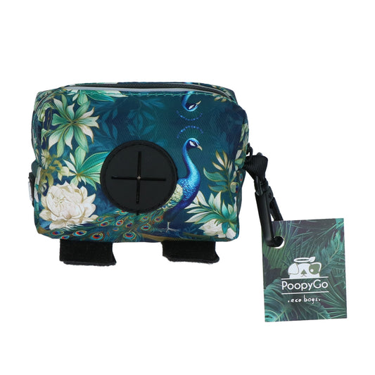 PoopyGo Eco Bag Pfau Blau – Stilvoller Kotbeutelhalter mit Reißverschluss