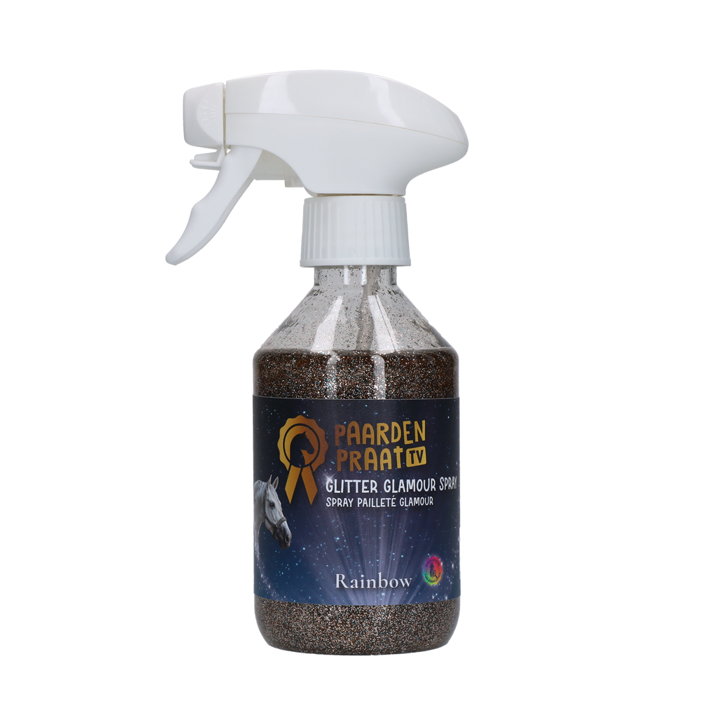 Paardenpraat TV Glitter Glamour Spray Regenbogen – Glitzernder Farbakzent für Pferde
