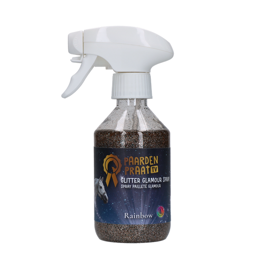 Paardenpraat TV Glitter Glamour Spray Regenbogen – Glitzernder Farbakzent für Pferde