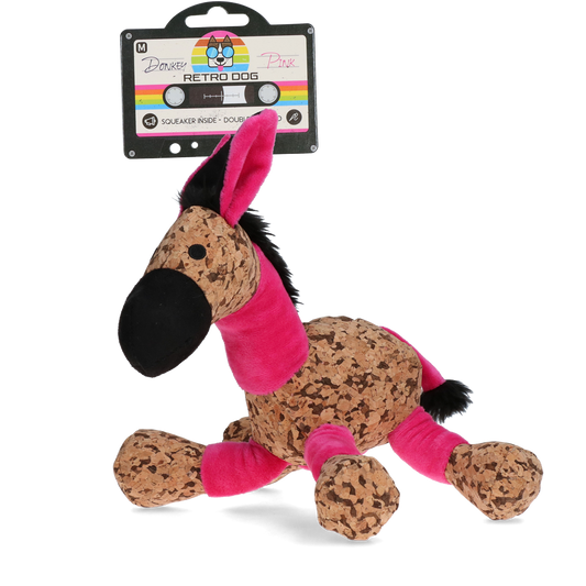 Retrodog Donkey Rosa M – Nostalgisches Korkspielzeug zum Kuscheln