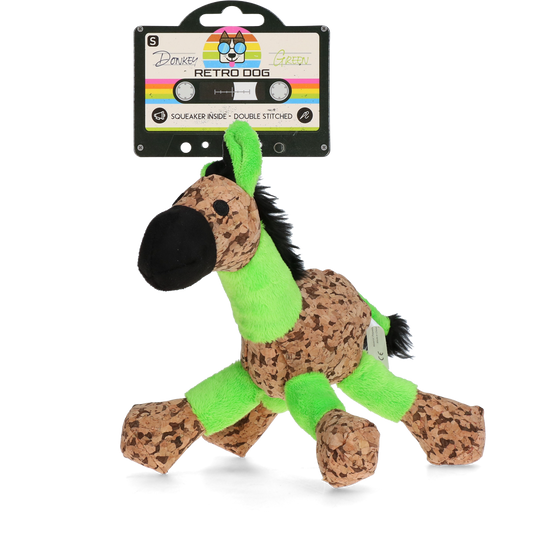 Retrodog Donkey Grün S – Nostalgisches Weiches Spielzeug mit Quietscher