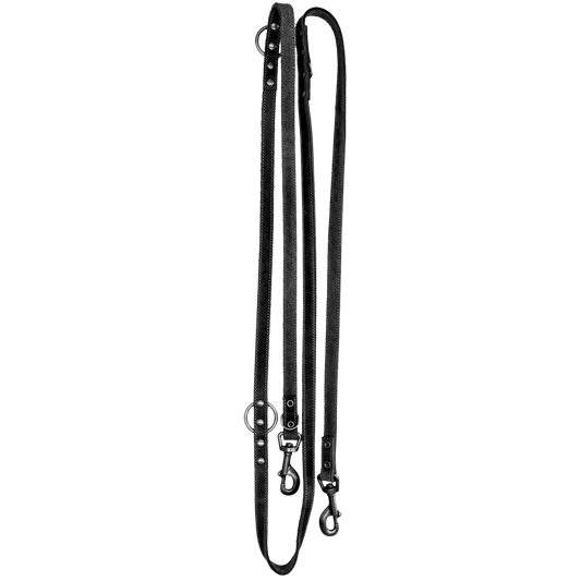 Spotted! Pro Leder Trainingsleine Schwarz 2 x 250 cm – Hochwertiges Weiches Leder