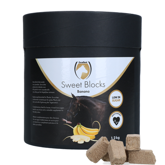 Excellent Horse Sweet Blocks Banane 1,2 kg – Zuckerarme Leckerbissen für Pferde