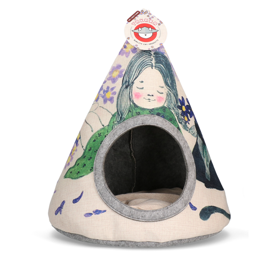 Takara Tipi Violet Flower – Stilvolles und Stabilisiertes Katzenzelt mit Weichem Kissen