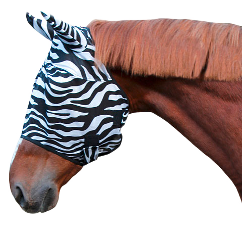 Fliegenschutzmaske Zebra Warmblutt Cob – Leichtes Reißfestes Netzgewebe mit Ohrenschutz