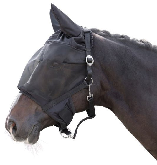 PferdeGlück Halfter Mit Integrierter Fliegenschutzmaske Cob – Optimaler Sitz Durch Dehnbares Lycra-Material