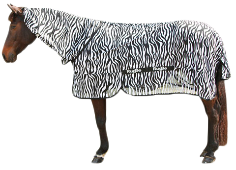 RugBe Zebra Fliegen- und Ekzemerdecke mit Halsteil 195 cm – Optimaler Insektenschutz und Komfort