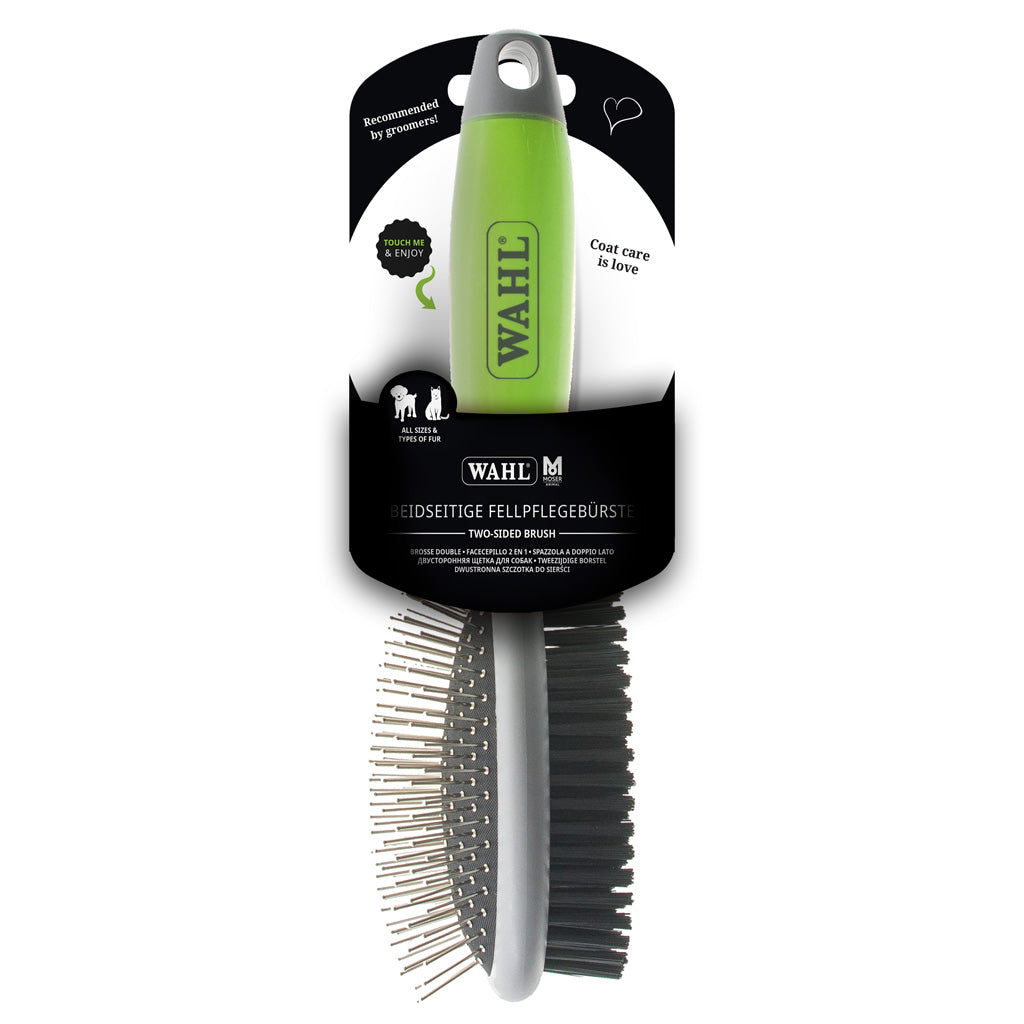 WAHL Beidseitige Fellpflegebürste – 2-in-1 Bürste Mit Ergonomischem Gel-Griff