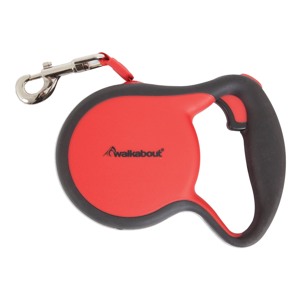 Walkabout Retractable Leine Rot M – Patentierter Zeigefingerknopf für Schnelle Reaktion