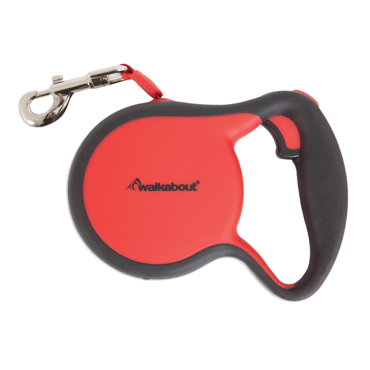 Walkabout Retractable Leine Rot M – Patentierter Zeigefingerknopf für Schnelle Reaktion
