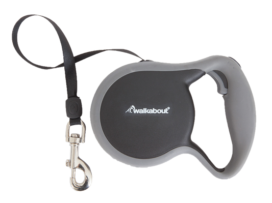 Walkabout Retractable Leine Schwarz S – Patentierter Zeigefingerknopf für Blitzschnelles Reagieren