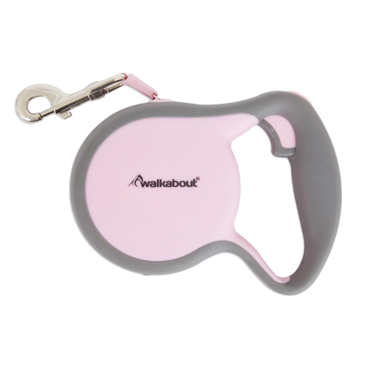 Walkabout Retractable Leine Rosa M – Patentierter Zeigefingerknopf für Schnelles Reagieren